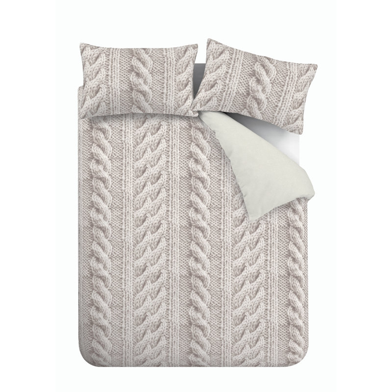 Catherine Lansfield Cable Knit Fleece Duvet Cover Set Wayfair.co.uk